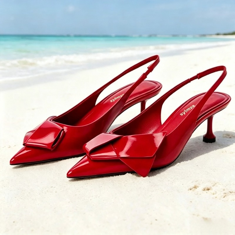Luxury Lifestyle Store - Sepatu Hak Tinggi Slingback Kulit Paten