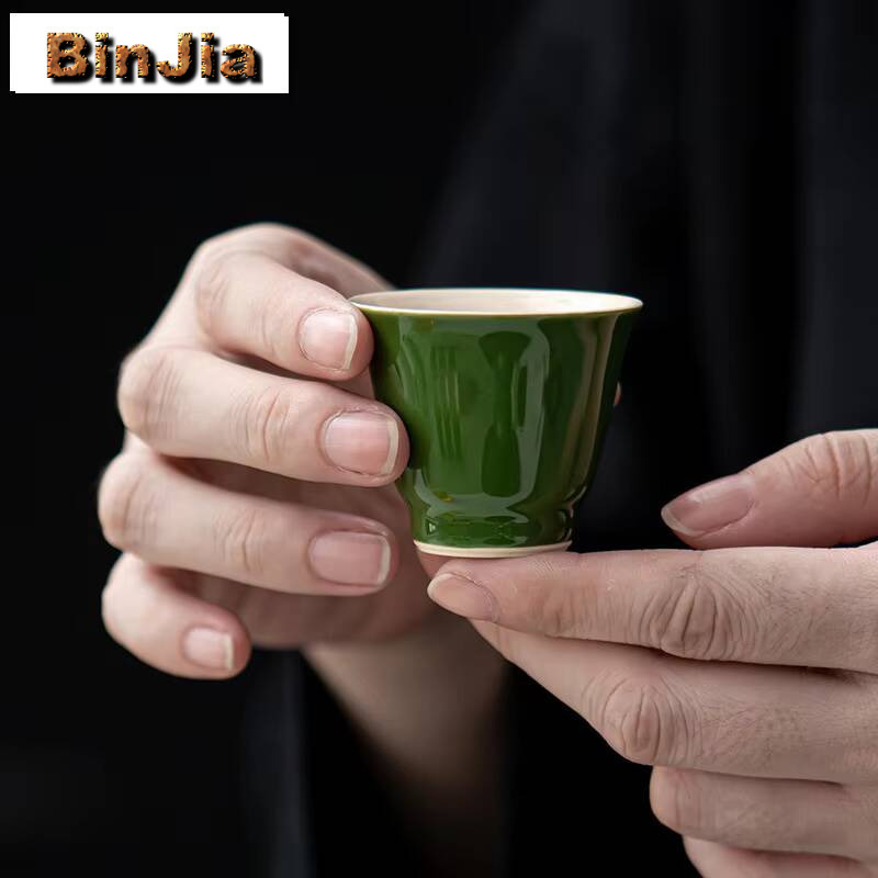 Handmade Ceramic Mug - 2pc/set Cangkir Hijau Kehitaman Buatan Tangan